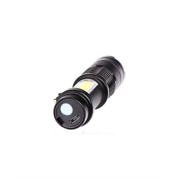 Şarjlı LED El Feneri - 14500 Pil Dahil, 4 Işık Modu, Mini Boy