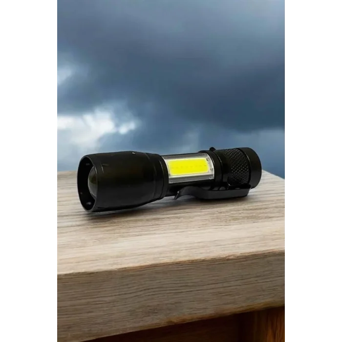 Şarjlı Metal Zoomlu El Feneri Işıldak Led Işık Taşınabilir El Lambası