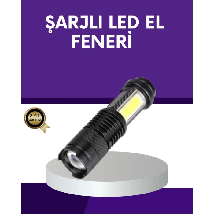 Şarjlı Mini LED El Feneri 2000 Lümen Su Geçirmez