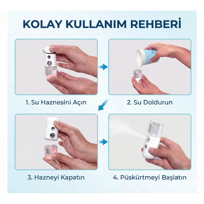 Şarjlı Mini Yüz Nemlendirici Dezenfektan Cihazı Mist Sprayer