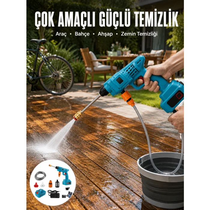 Şarjlı Oto Yıkama, Bahçe Sulama Tabancası Makinesi Yüksek Basınçlı