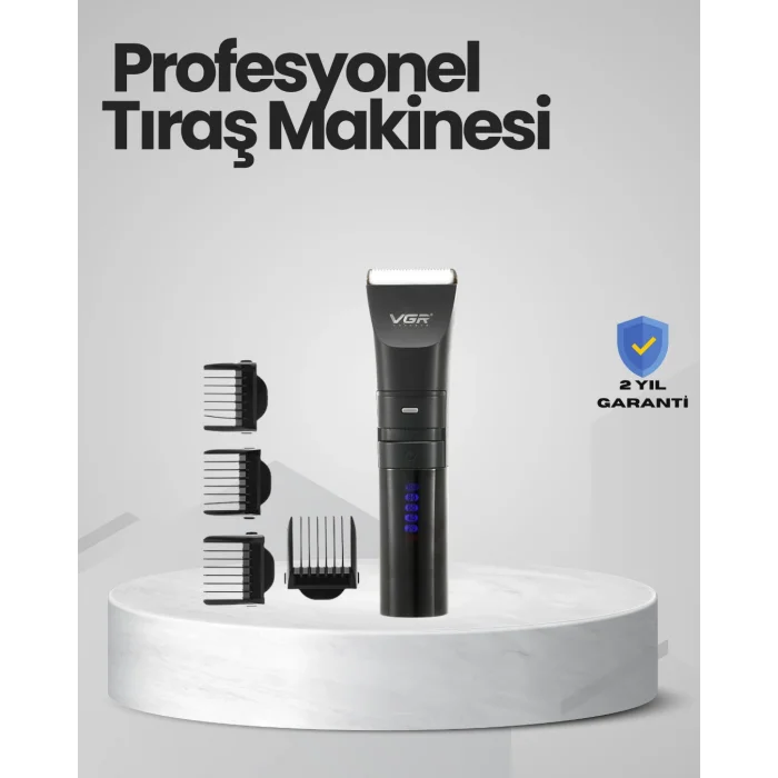 Şarjlı Tıraş Makinesi –Dijital Ekranlı, Hızlı Şarjlı, Profesyonel Kesim Seti