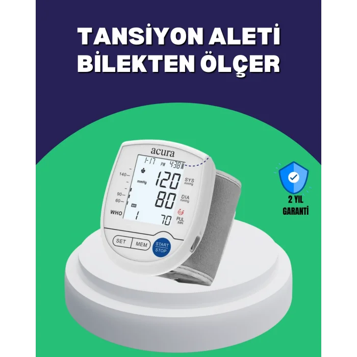 Şarjlı ve Pilli Bilek Tansiyon Ölçer Dijital Ekran Hafıza Kayıtlı