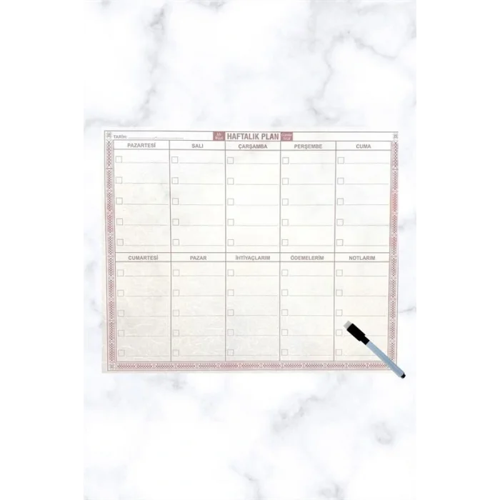 Şeffaf Kendiliğinden Yapışkanlı Kalemli Haftalık Planlayıcı 40cm-50cm (5047)
