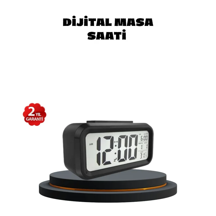 Sensörlü Dijital Masa Saati Alarm ve Sıcaklık Göstergeli