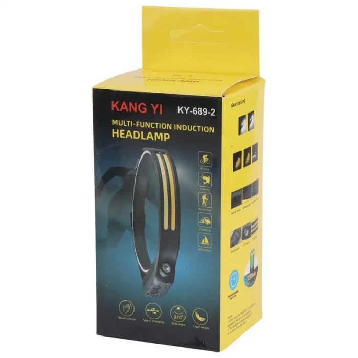 Sensörlü Far COB Led Far Şarj Edilebilir Kafa Feneri 18650 Dahili Pil Açık Hava Balıkçılık Kamp Baş Feneri Fener (5047)