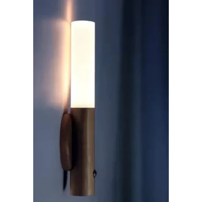 Sensörlü Usb Şarjlı Mıknatıslı Taşınabilir Duvar Aplik Masa Lambası Ahşap Görünümlü Gün Işığı (5047)
