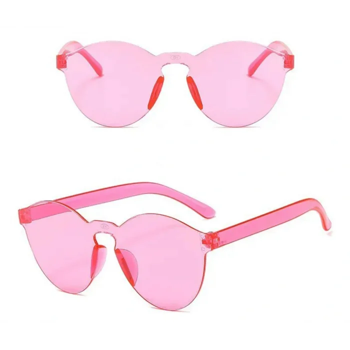 Sert Mika Oval Şekilli Çerçevesiz Pembe Gözlük Retro Parti 5x14 cm (5047)