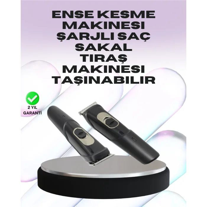 Sessiz Motorlu, Kablosuz Kullanımlı Şarjlı Saç ve Sakal Kesme Makinesi – Taraklı Set