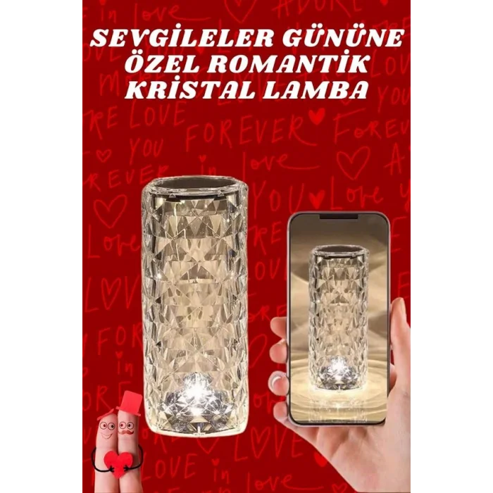 Sevgililer Günü İçin Hediye Kristal Lamba Sevgiliye Hediye USB Şarjlı Gece Lambası