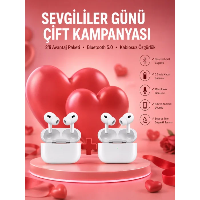 Sevgiliye Hediye Çift Kulaklığı Yeni Nesil Pro Kulaklık Sevgililer Gününe Özel Kampanya