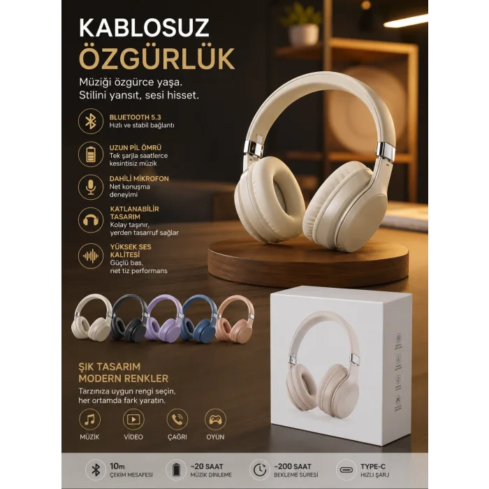 shopwave Kulaküstü bluetooth Kulaklık (0177)