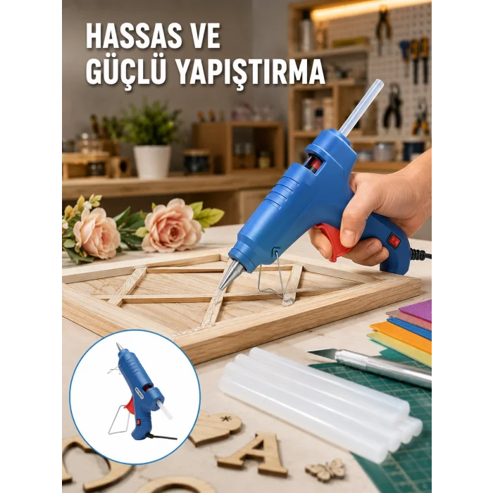 Sıcak Mum Tabancası 40W 5 Silikon Hediyeli Kolay ve Hızlı Yapıştırma Yeni Nesil