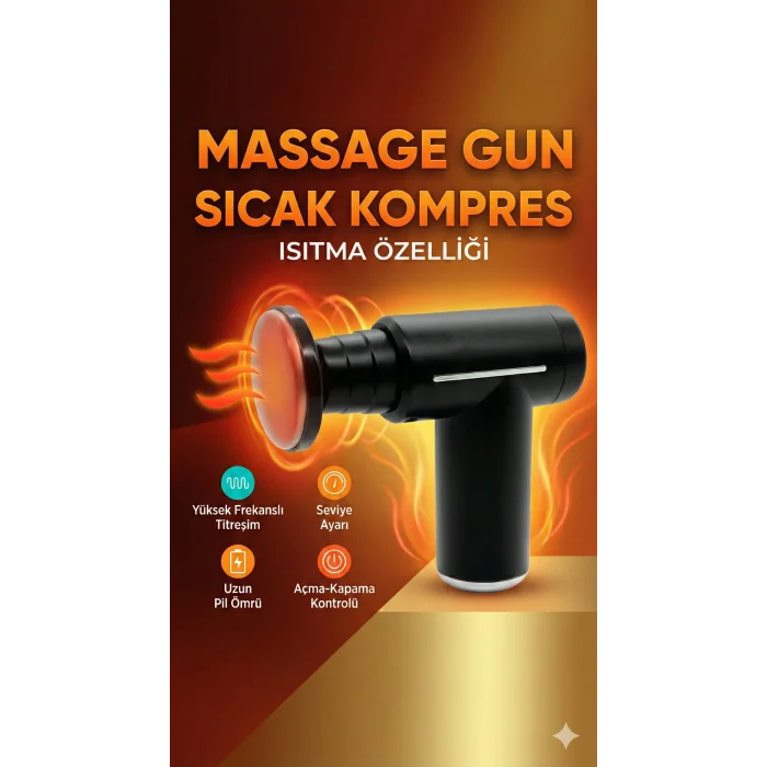 Sıcak Ve Soğuk Terapili Masaj Tabancası - Şarjlı Isıtmalı Masaj Cihazı - Sporcu Masaj Aleti