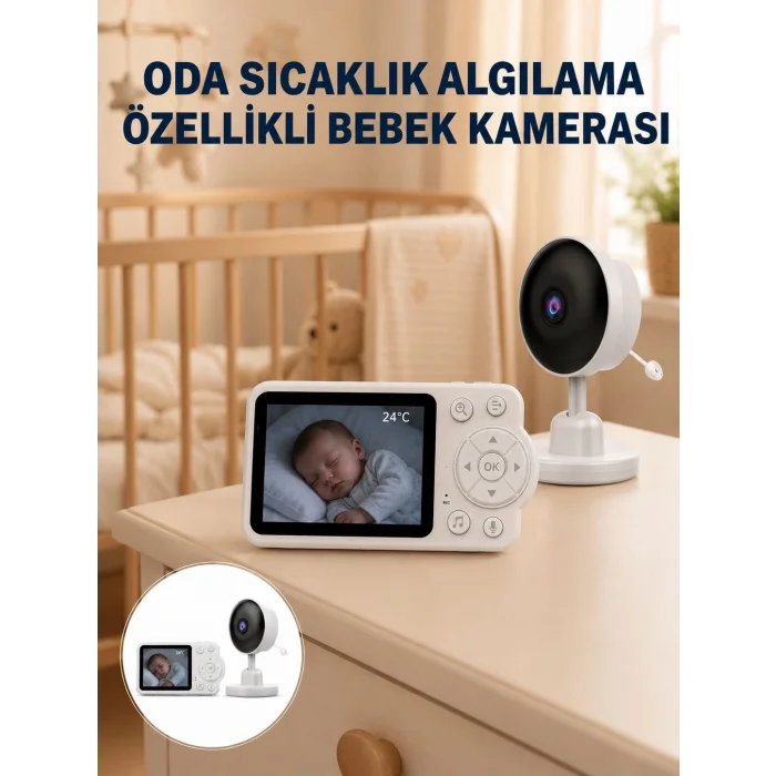 Sıcaklık Sensörlü Güvenli Bebek Kamerası İki Yönlü Ses