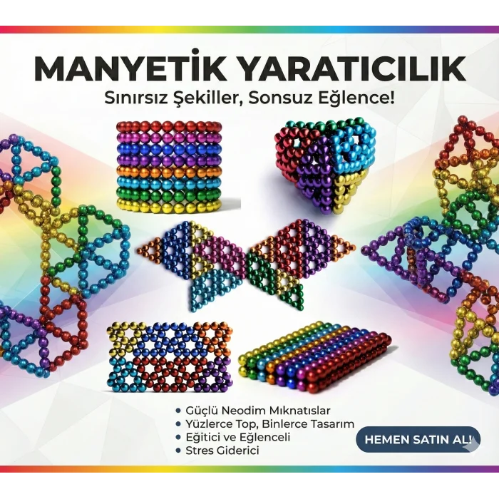 Sihirli Manyetik Toplar Dyum Mıknatıs Küp Bilye 216 Adet Cube Küp Dymium