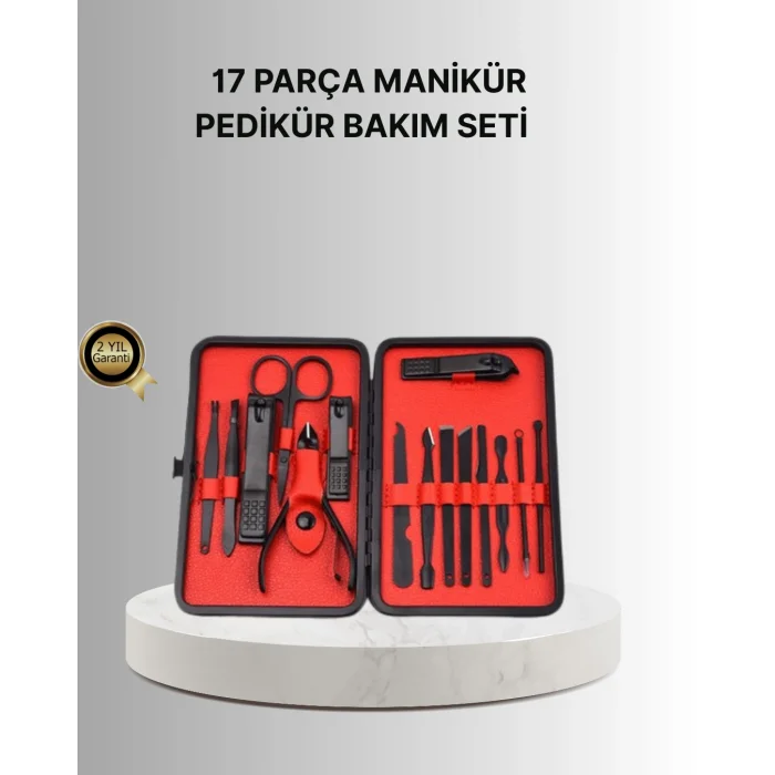 Şık Kutu Tasarımlı 17 Parça Manikür Pedikür Seti Dayanıklı ve Hijyenik