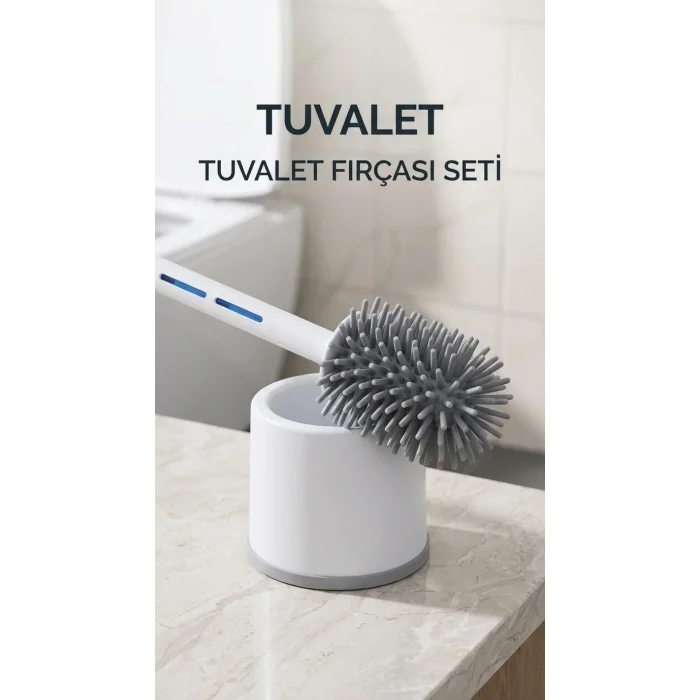 Silikon Deterjan Hazneli Esnek Tuvalet Fırçası Banyo Temizlik Ürünü