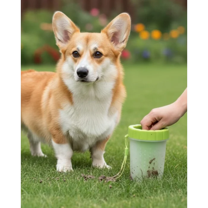 Silikon Kıllı Köpek Pati Temizleme Kabı Orta Büyük Irklar İçin Taşınabilir