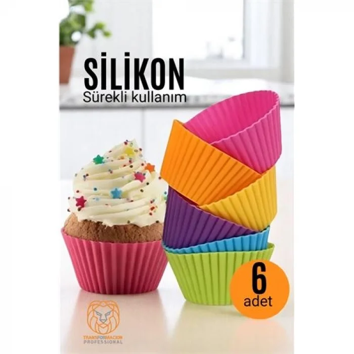 Silikon Muffin Kalıbı - Sürekli Kullanım Muffin Kek Kalıbı 6 ADET 721702