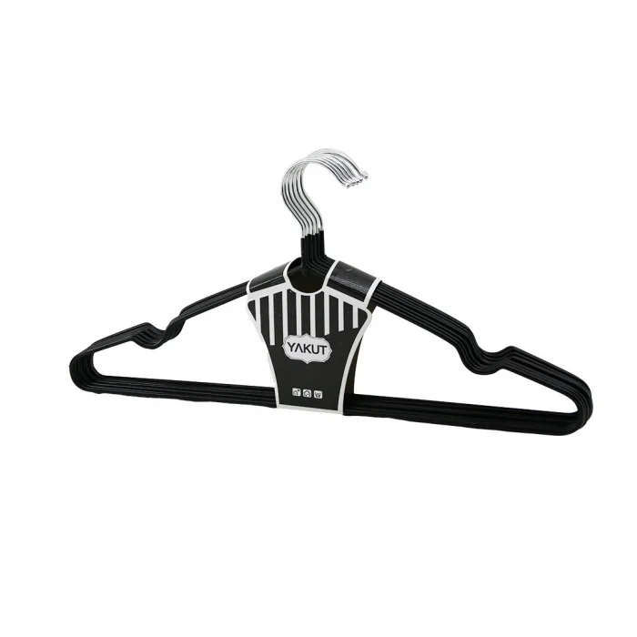 SİYAH 10PCS SİLİKON KAPLAMALI METAL ELBİSE ASKISI (5047)