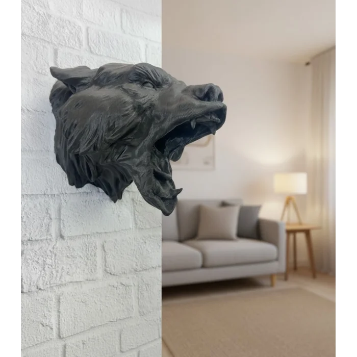 Siyah Ayı Figürü Duvar Dekoru Asılabilir Hediyelik Heykel 25x19 cm