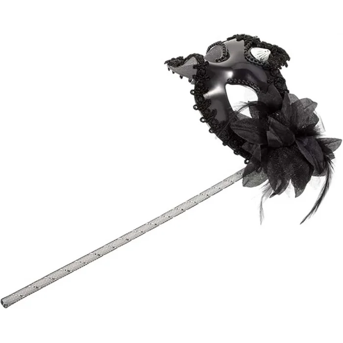 Siyah Işıltılı Tutmalı Fotoğraf Çekimi Maskesi 18x29 cm