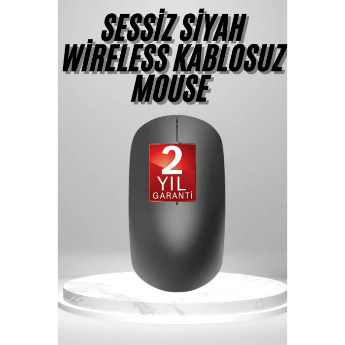 Siyah Kablosuz Mouse Wireless Mouse Minimal Tasarım