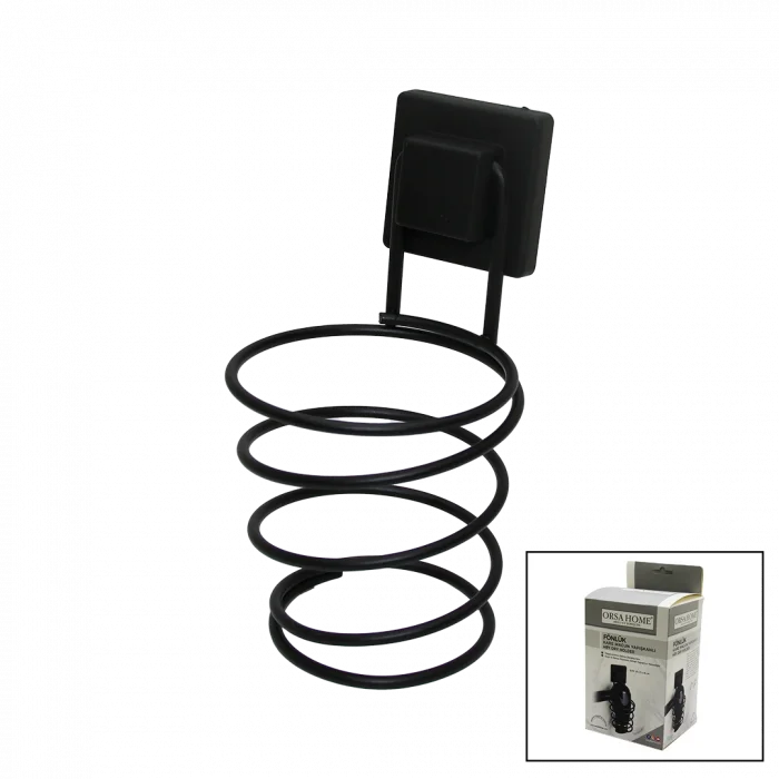 SİYAH - METAL FÖNLÜK FÖN MAKİNE ASKISI KARE MACUN YAPIŞKANLI10X11X15CM (5047)