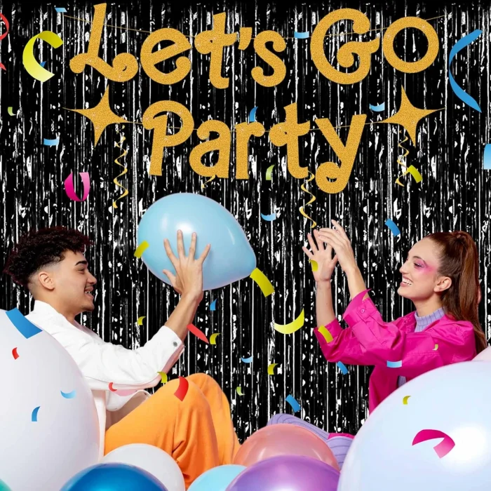 Siyah Renk Ekstra Metalize Parlak Saçaklı Arka Fon Perde İthal A Kalite 1x2 Metre (5047)