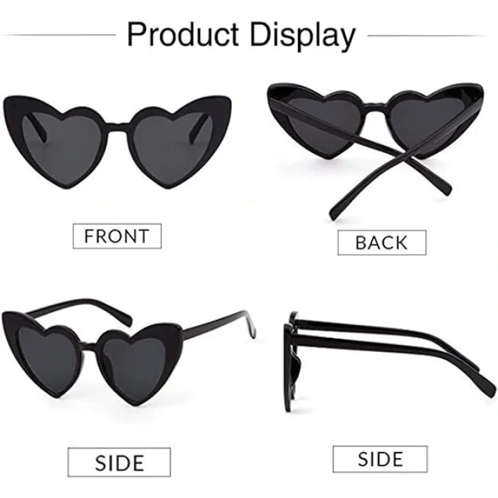 Siyah Renk Kalp Şekilli Parti Gözlüğü 15x5 cm (5047)