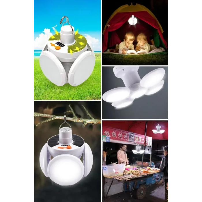 Solar Güneş Enerji Ve Usb Sarjlı 5 Kanatlı Led Lamba (5047)