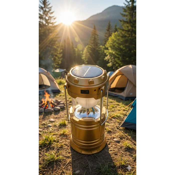 Solar Şarjlı Güneş Enerjili Fan Kamp Feneri Güneş Paneli Kamp Şarjlı Işıldak Usb Şarj