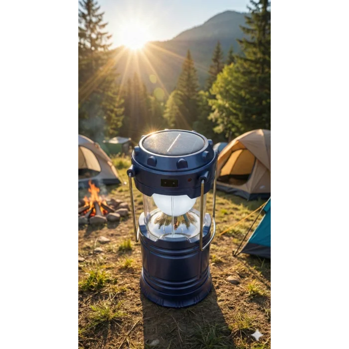 Solar Şarjlı Güneş Enerjili Fan Kamp Feneri Güneş Paneli Kamp Şarjlı Işıldak Usb Şarj