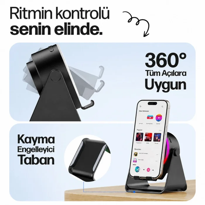 SOUNDPAD 5IN1 - 5W - 2000mAh TEMAS İLE SES YÜKSELTME - TELEFON STAND - USB-C ŞARJ BEYAZ İNDİKSİYON SES YÜKSELTİCİ BLUETOOTH HOPARLÖR SPEAKER EKD-S11 (5047)