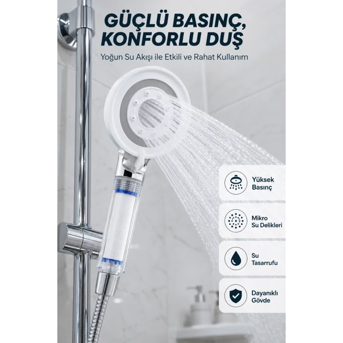 Su Tasarruflu Filtreli Duş Başlığı Yüksek Basınçlı Modern Duş Başlığı