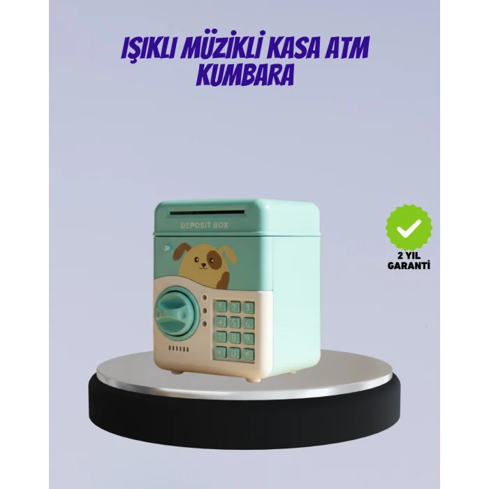 Su Yeşili Işıklı Sesli Elektronik Şifreli Çocuk Kumbarası