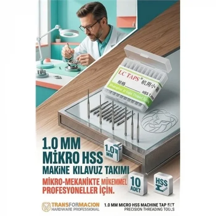 Süper İnce 1 Mm Hss Hassas Makine Kılavuz Ucu Seti - 10 Adet (saatçi Ve Mikro Mekanik) 723192
