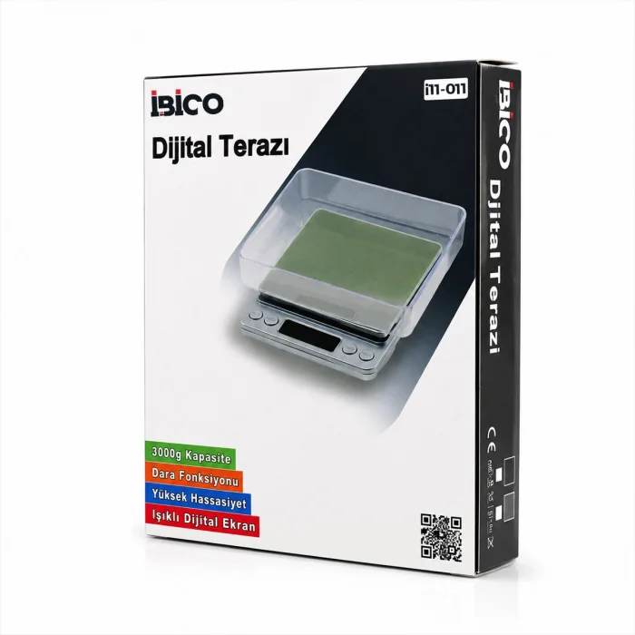 SUPERIOR MINI I-2000 3000GR/0.1GR MİNİ=10.5X13CM HASSAS TARTI - TERAZİ ŞEFFAF PLS.KAPAK  PİLLİ (5047)