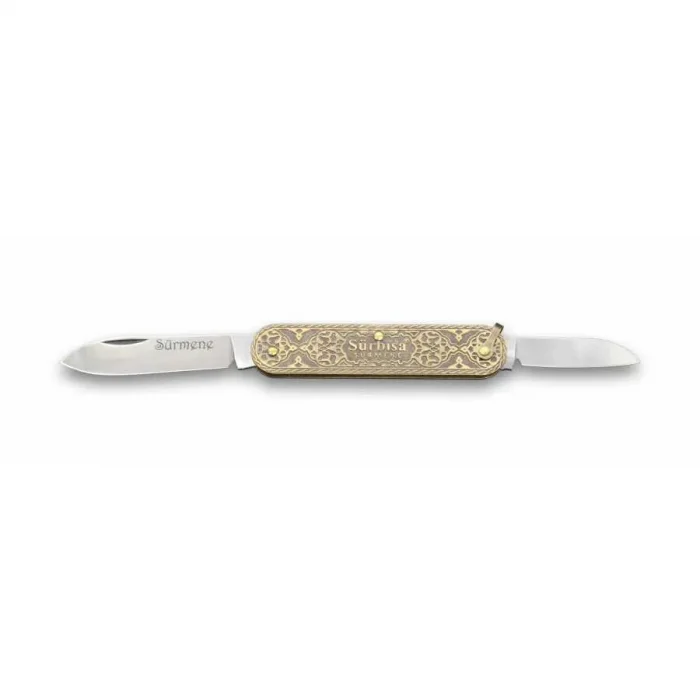 Sürbısa 61804 Pirinç İşlemeli  Çakısı 5,5 / 3,5 cm - Çift lı