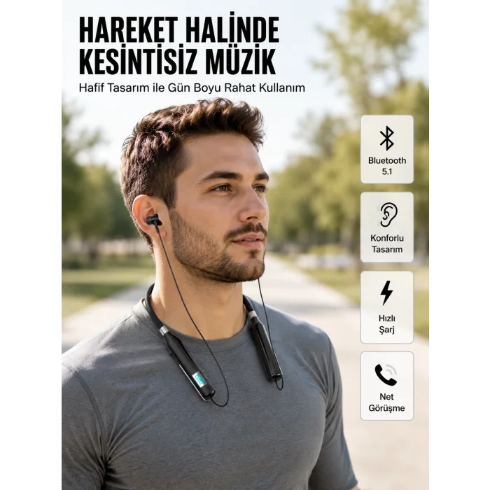 Suya Dayanıklı Manyetik Spor ve Günlük Kullanım Kulaklığı