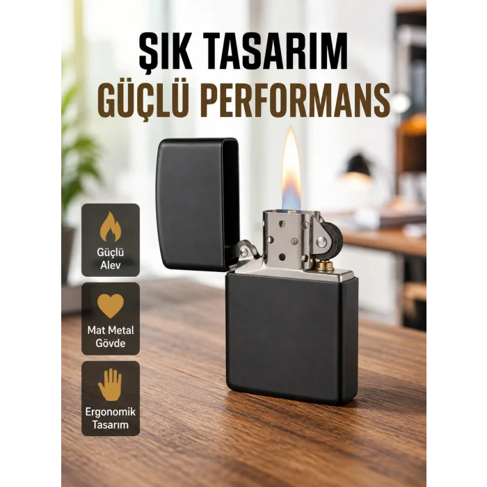 Tasarım Metal Çakmak Minimal Mat Yüzeyli ve Şık Görünümlü