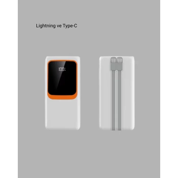 Taşınabilir 10000 mAh Powerbank – Dijital Göstergeli, Type-C ve USB Çıkışlı