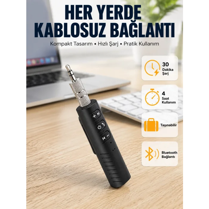 Taşınabilir Bluetooth 4.1 Ses Adaptörü – 10 Metre Çekim Mesafesi