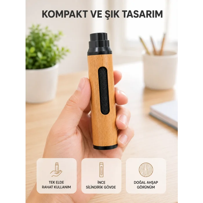 Taşınabilir Dumansız Mini Küllük Ahşap Görünümlü 3 Farklı Uçlu Kompakt Tasarım
