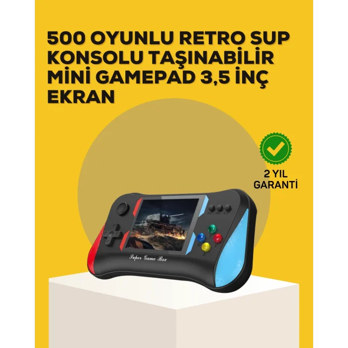 Taşınabilir El Konsolu 500 Oyunlu – Geniş Ekran ve Uzun Pil Ömrü