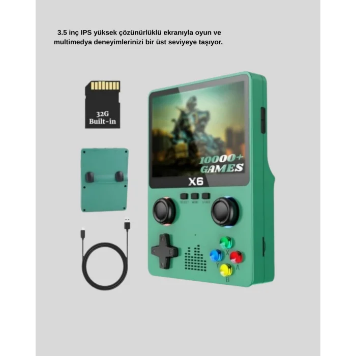 Taşınabilir Oyun Konsolu 3.5 İnç IPS Ekran Yaylı Çift LR Tuşlu