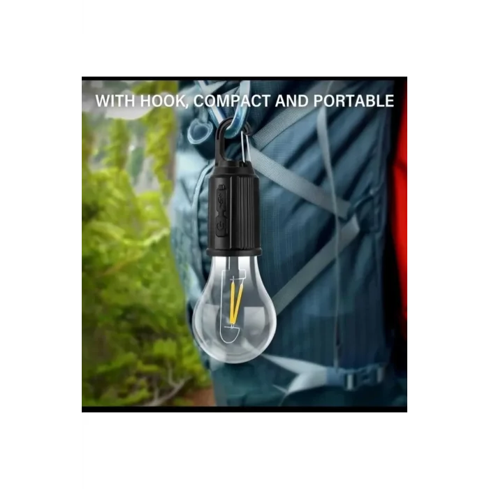 Taşınabilir Şarjlı Led Ampül Outdoor Kamp Bahçe Lambası 10W Askılı Kırılmaz Led Işık