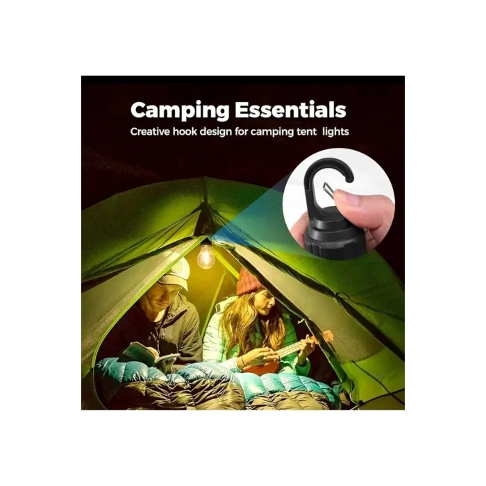 Taşınabilir Şarjlı Led Ampül Outdoor Kamp Bahçe Lambası 10W Askılı Kırılmaz Led Işık