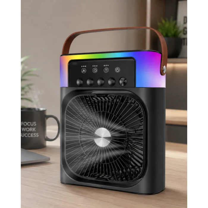 Taşınabilir Sprey Fan RGB Işıklı Mini Klima Soğutucu Nemlendirici USB Şarjlı